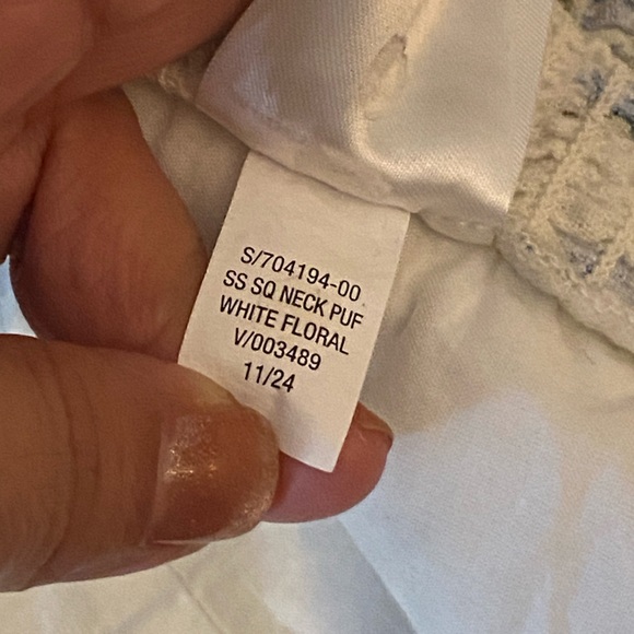 Old Navy Linen Blend Blue and cream Floral Puff Sleeve Blouse XL Tall - Picture 14 of 14